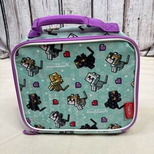 Minecraft Cats Thermos Brand Lunchbox Blue Purple Girly Insulated Zip Around